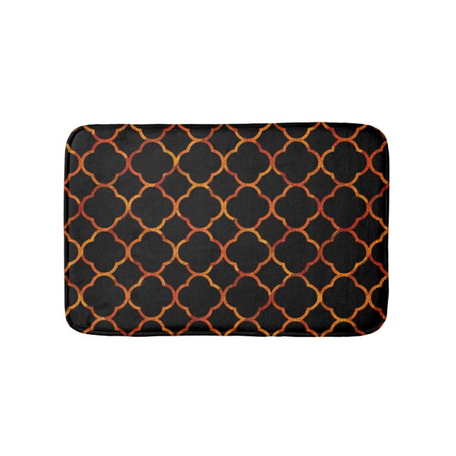 Schwarze Rustikale Gold-Vierblatt-Muster Elegant K Badematte (Vorderseite)