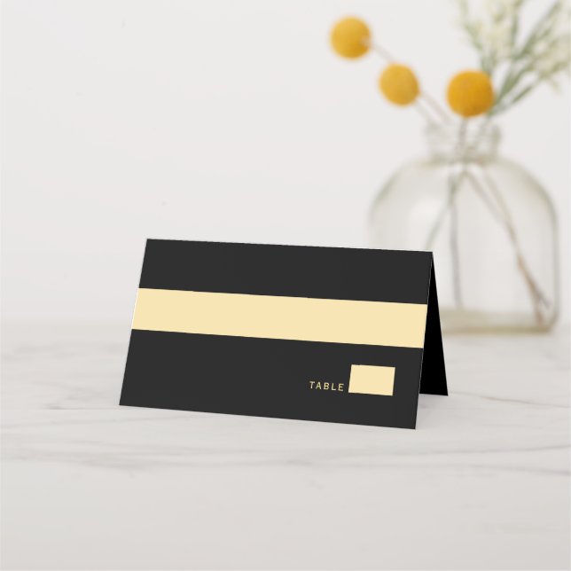 Schwarze Rustikale goldene Rahmen und Hochzeit Platzkarte (Vorderseite)