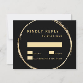 Schwarze Rustikale goldene Rahmen und Hochzeit RSVP Karte