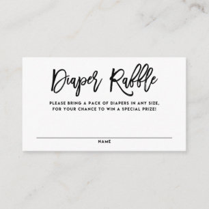 Schwarze rustikale Handschrift-Windel-Raffle-Karte Begleitkarte