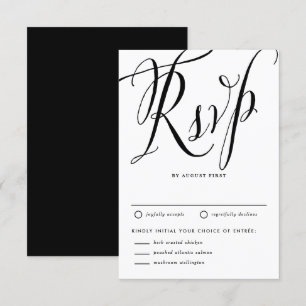 Schwarze rustikale Kalligraphie mit Wahlmöglichkei RSVP Karte