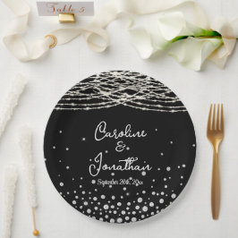 Schwarze Rustikale Lichter Hochzeit Pappteller