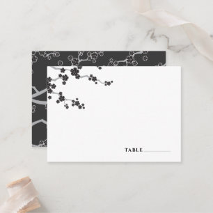 Schwarze Sakura-Blüten Kirschblüten Zen-Hochzeit Platzkarte