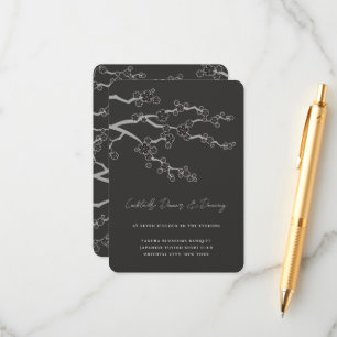 Schwarze Sakura Kirschblüten Zen Hochzeitsempfang Begleitkarte