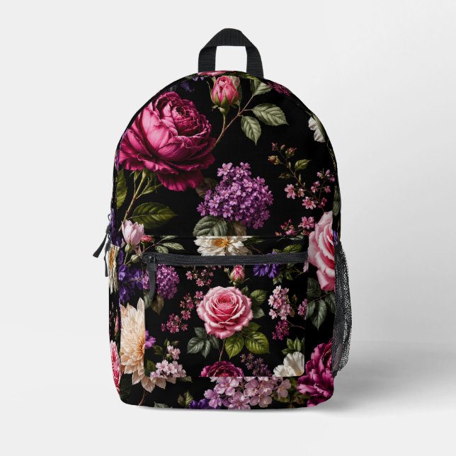 Schwarze Samt-Rose Bedruckter Rucksack (Vorderseite)