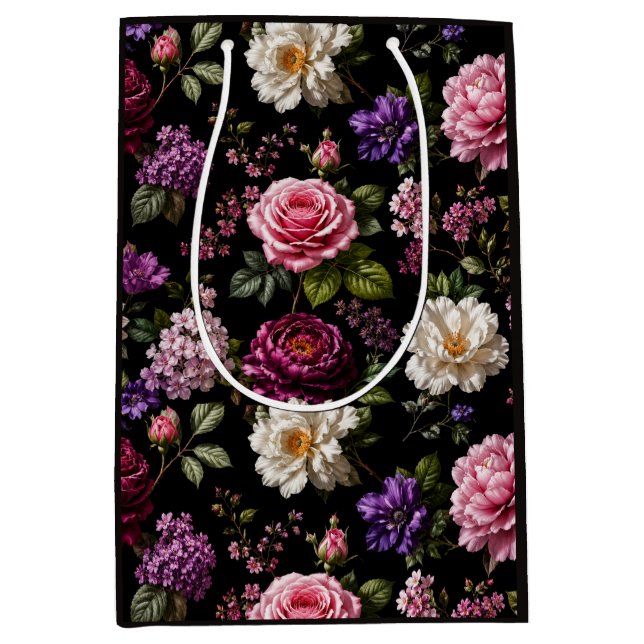 Schwarze Samt-Rose Mittlere Geschenktüte (Vorderseite)