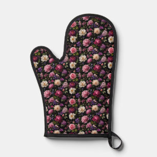 Schwarze Samt-Rose Ofenhandschuh