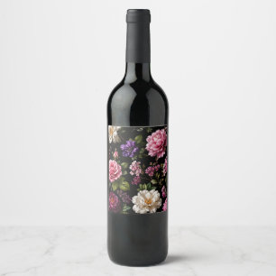 Schwarze Samt-Rose  Weinetikett