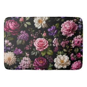 Schwarze Samt-Rosen-Badmatte Badematte