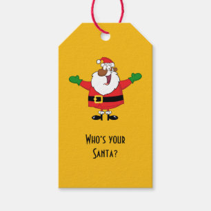 Schwarze Sankt umarmt Papiergeschenk-Umbau Geschenkanhänger