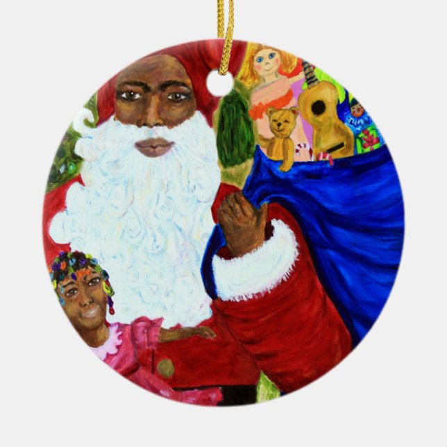 Schwarze Sankt-Weihnachtsverzierungen - Keramik Ornament (Vorne)