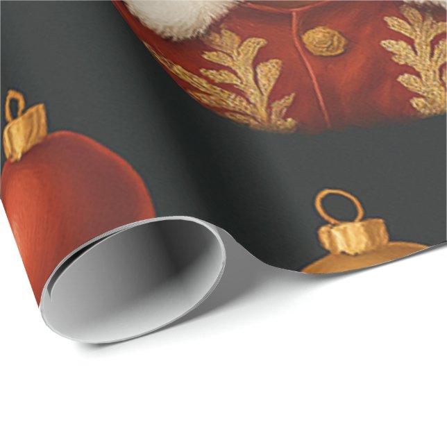 Schwarze Santa-Rolle Geschenkpapier (Rolleneckpunkt)