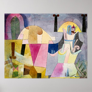 Schwarze Säulen in einer Landschaft von Paul Klee Poster
