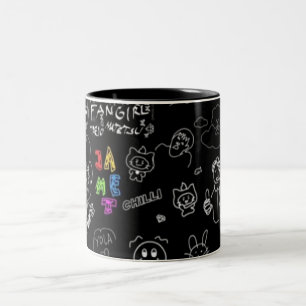 Schwarze Schablonenfigur Muster Tasse Lustig Min
