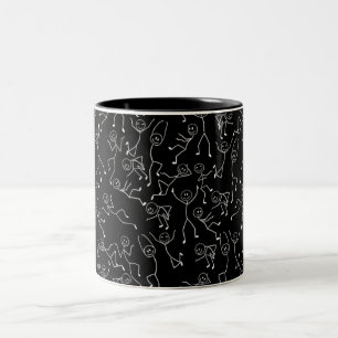 Schwarze Schablonenfigur Muster Tasse Lustig Min
