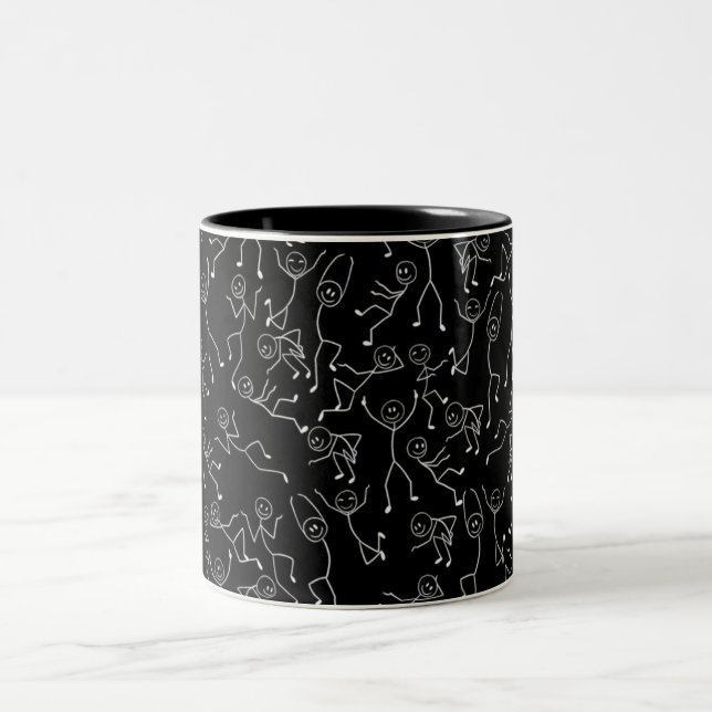 Schwarze Schablonenfigur Muster Tasse | Lustig Min (Mittel)