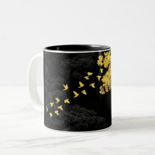Schwarze Schablonenfigur Muster Tasse Lustig Min