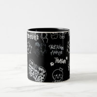 Schwarze Schablonenfigur Muster Tasse | Lustig Min