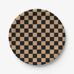 Schwarze Schachbretter Pappteller