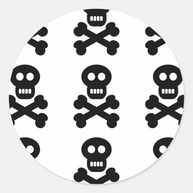 Schwarze Schädel Runder Aufkleber (Vorderseite)