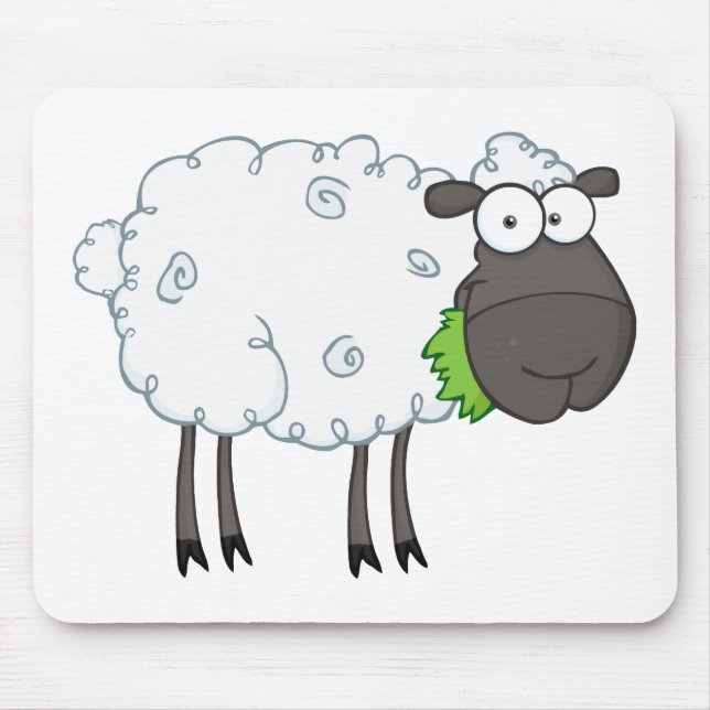 Schwarze Schaf-Cartoon-Charakter Mousepad (Vorne)