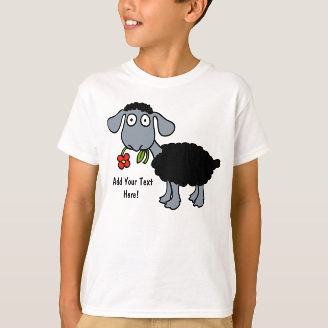 Schwarze Schaf-Lamm mit der roten Blume T-Shirt (Vorderseite)