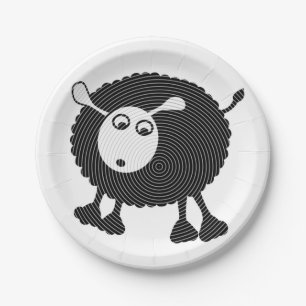 Schwarze Schaf-Papier Plate-$1.50/plate Pappteller