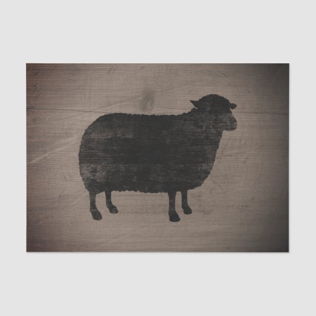 Schwarze Schaf-Silhouette-rustikale Art Seidenpapier (Vorderseite)