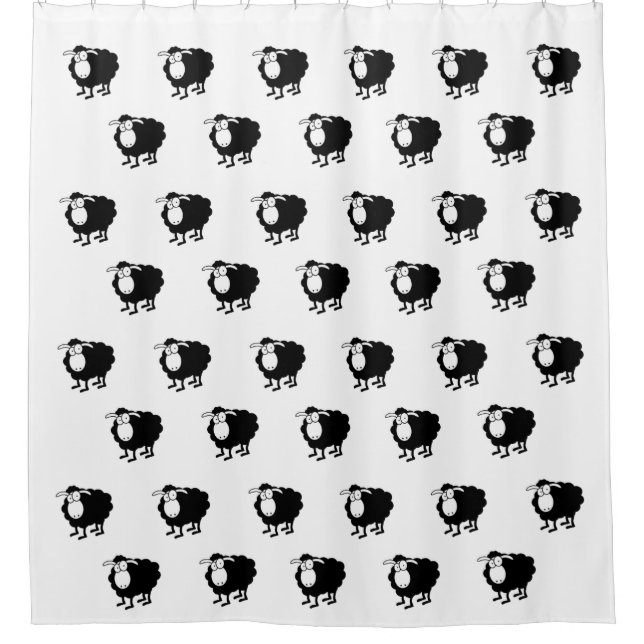 Schwarze Schafe Duschvorhang (Vorderseite)