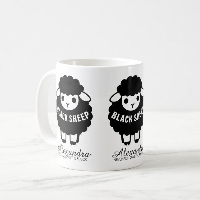 Schwarze Schafe folgen der Herde nie Kaffeetasse (Vorderseite Links)