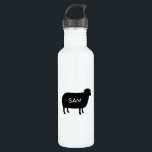 Schwarze Schafe Silhouette mit Ihrem Text Edelstahlflasche<br><div class="desc">Schwarze Schafe Silhouette mit benutzerdefiniertem Text</div>