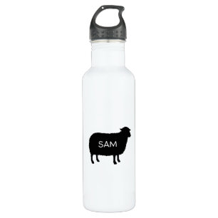 Schwarze Schafe Silhouette mit Ihrem Text Edelstahlflasche