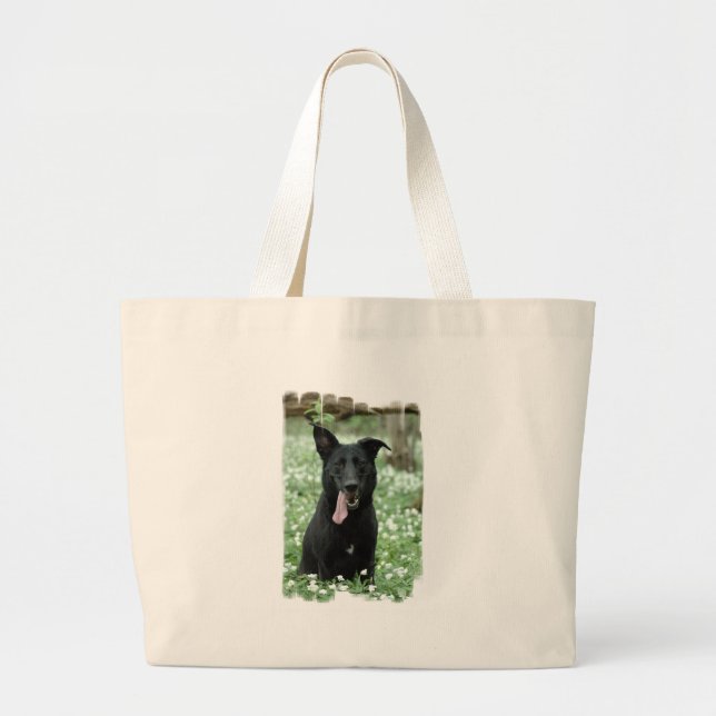 Schwarze Schäfer-Leinwand-Tasche Jumbo Stoffbeutel (Vorne)