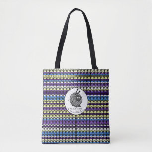 Schwarze Schafgarne & Strick Tasche drucken