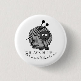 Schwarze Schafgarne und Wollfäden SammlerButton Button