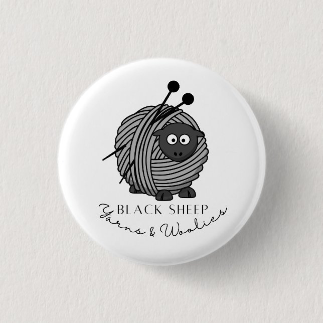 Schwarze Schafgarne und Wollfäden SammlerButton Button (Vorderseite)
