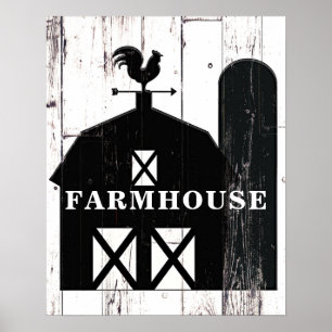 Schwarze Scheune Weiße Holz Rustikale Farmhouse-Wa Poster