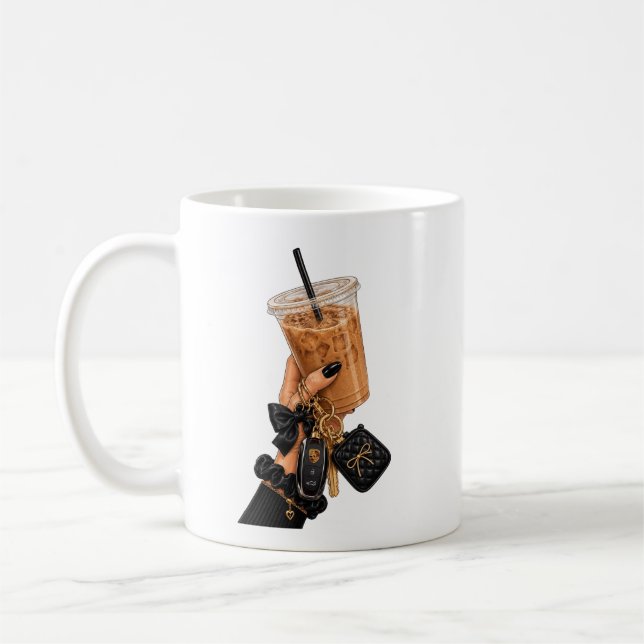 Schwarze, schicke Tasse für Eiskaffee (Links)