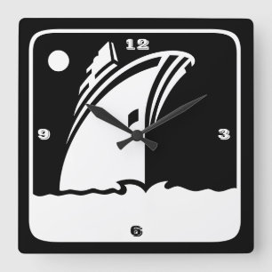 Schwarze Schiffs-Kreuzfahrt - Retro Art-Wanduhr Quadratische Wanduhr