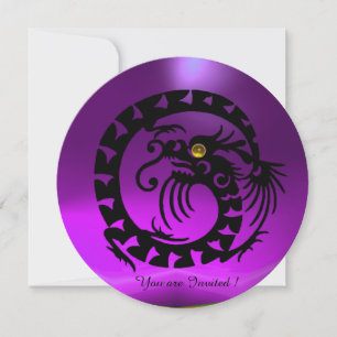 SCHWARZE SCHLANGEN-DRACHEN-LILA AMETHYST-EDELSTEIN EINLADUNG