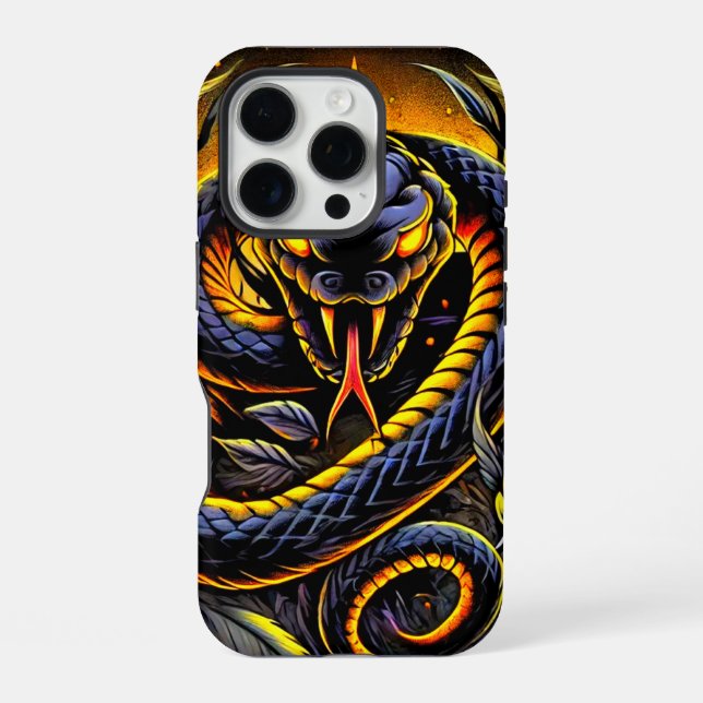 Schwarze Schlangen-Kunst-Handyhülle iPhone 16 Pro Hülle (Rückseite)