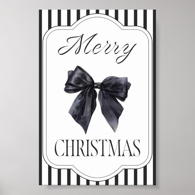 Schwarze Schleife Frohe Weihnachten Wandkunst Poster (Vorne)