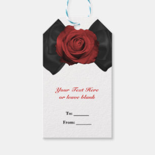 Schwarze Schleife & Rote Rose Elegante individuell Geschenkanhänger