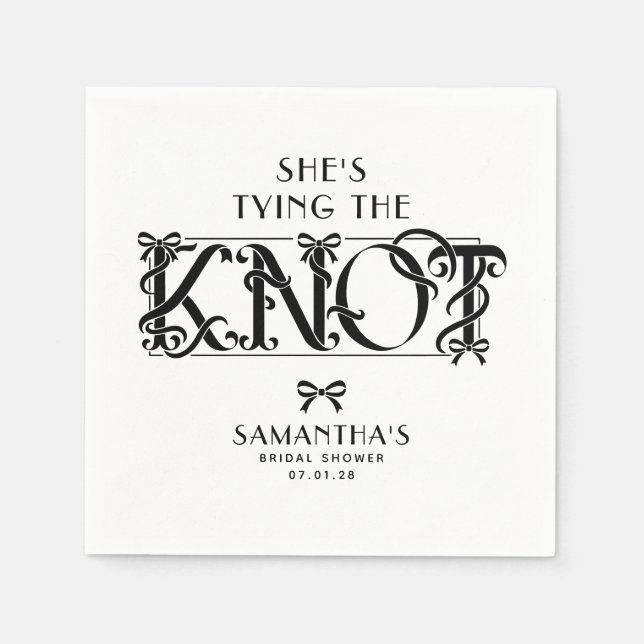 Schwarze Schleife: Sie heiratet - Chic Bridal Show Serviette (Vorderseite)