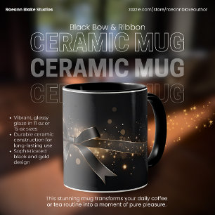 Schwarze Schleife und Band Keramikbecher Tasse