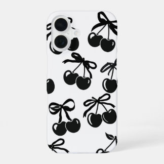 Schwarze Schleife und Kirsch-Handyhülle – Elegant  iPhone 16 Hülle