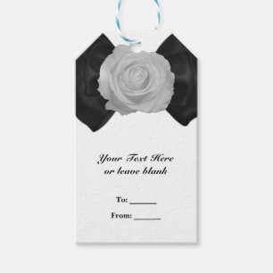 Schwarze Schleife und weiße Rose elegante individu Geschenkanhänger