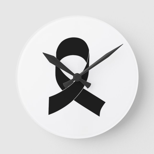 Schwarze Schleife Zeichnend Runde Wanduhr (Vorderseite)