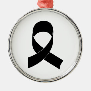 Schwarze Schleife Zeichnend Silbernes Ornament