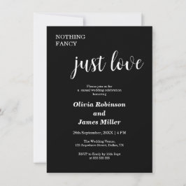 Schwarze schlichte Casual-Hochzeit Einladung